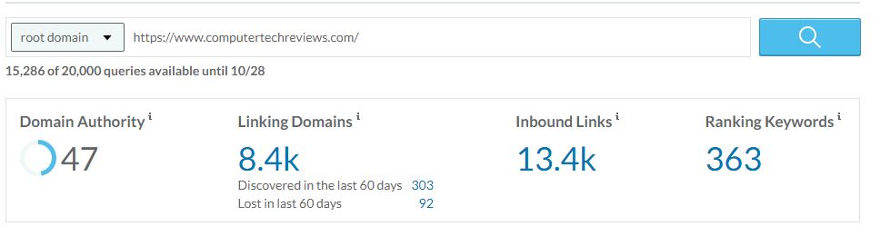 Domain Authority for the Complete Domain